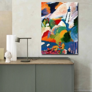 Wallxpert tablou decorativ canvas Kandinsky, 70x100 cm, panza piele de caprioara 100%, cadru lemn 3cm, multicolor - Verificat A · Re-Bloom - Img 3