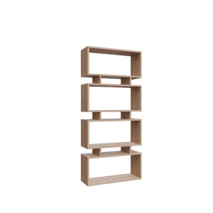 Woody Fashion Langdon biblioteca 72x25x161 cm, PAL 18mm melaminat 100%, rafturi multiple, fixabil perete, stejar - Verificat A · Re-Bloom
