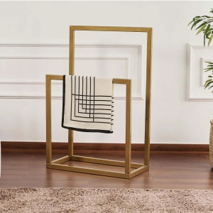Woody Fashion suport prosoape, metal 100%, 25x60x90 cm, auriu - Verificat A · Re-Bloom - Img 2