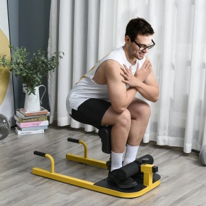 Aparat fitness pentru genoflexiuni, otel/EVA, negru/galben, 50 x 97 x 44,5-56,5 cm, Resigilat, Grad A - Img 2