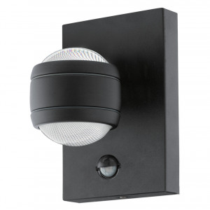 Aplica exterior cu senzor Sesimba, LED, metal/plastic, negru/transparent, 2 becuri, 3,7 W, 560 lm