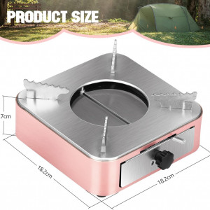 Aragaz pentru camping Kingozoyi, metal, roz/argintiu, 18,2 x 18,2 x 2,7 cm - Img 8