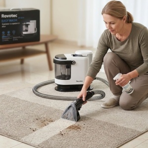 Aspirator cu Spalare si Abur Rovotec EASY WASH, 1700W, Curatare cu apa rece/calda, Abur, 9 accesorii, 15K Pa, Autocuratare, Eliminare Bacterii, Acarieni, Canapea, Mocheta, Geamuri, Bucatarie, Auto - Img 7