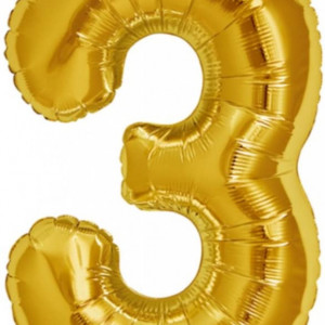 Balon aniversar Maxee, cifra 3, auriu, 80 cm