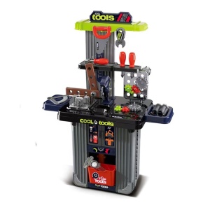 Banc de lucru jucarie Rovo 102A, cu unelte si accesorii, 42 piese