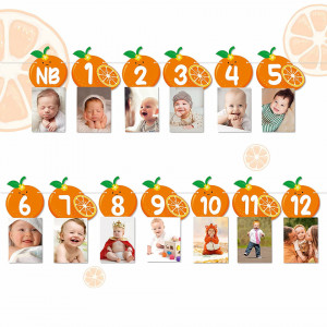 Banner foto cu citrice pentru bebelusi Haooryx, carton, portocaliu, 3 m - Img 1
