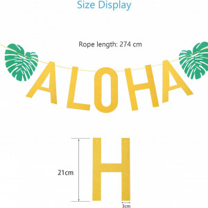 Banner hawaiian ZERHOK, hartie/textil, verde/auriu, 274 cm - Img 2