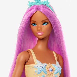 Barbie papusa Sirena Touch of Magic, par roz, coada portocalie, cu bentita - Verificat A · Re-Bloom - Img 4