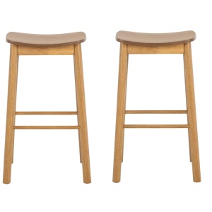 Barlow set 2 scaune de bar 44x39.5x76.8 cm, lemn de stejar si cauciuc furnirut, MDF lacuit, certificat FSC MIX, natur - Verificat A · Re-Bloom