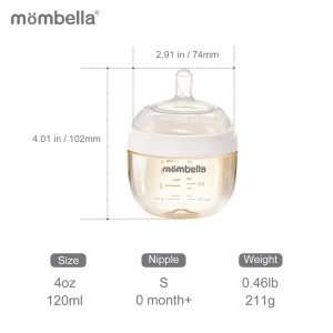 Biberon Anticolici Mombella Breast-Like, 120ml, Tetina S flux lent, PPSU, Ivory - Img 3