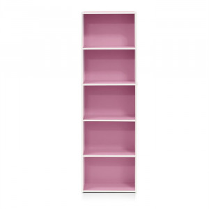 Bibliotecă Aliesha, alb/roz, 132 x 40 x 24 cm - Img 2