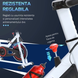Bicicleta de spinning fitness, volanta 8kg, LCD, senzori puls, otel/ABS, Alb/Rosu/Negru - Verificat A · Re-Bloom - Img 5