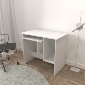 Birou Copii Atelier Dallas, dimensiuni 90x55x75 cm. culoare alb, suport tastatura - Img 3