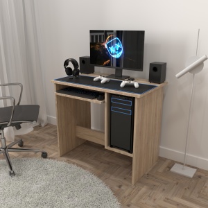 Birou Copii Atelier Dallas, dimensiuni 90x55x75 cm. culoare sonoma, suport tastatura - Img 3