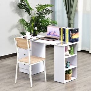Birou cu sertare si rafturi Re-Bloom, MDF/metal, alb, 120 x 49 x 72 cm, Resigilat, Grad A - Img 2