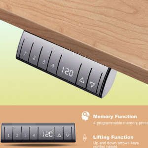 Birou reglabil electric Inbox Zero, lemn masiv/metal, natur/alb, 160 x 80 x 72-116 cm