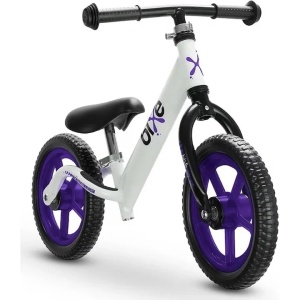 Bixe bicicleta fara pedale, cadru aluminiu, roti 12 inch, varsta 2-5 ani, alb/mov - Verificat A · Re-Bloom