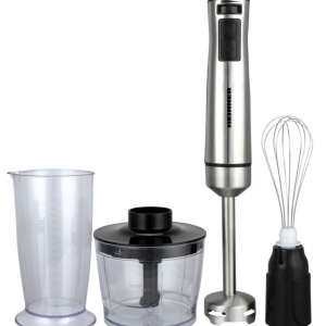 Blender de mana Heinner HHB-DC1000SSBK, Putere 1000W, Viteza variabila + turbo, Tel, Tocator, Negru/Inox