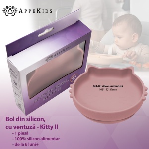 Bol din silicon, AppeKids, Kitty II - Old Rose - Img 2