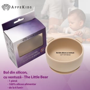 Bol din silicon cu ventuza, AppeKids, The Little Bear - Bubble Beige - Img 2