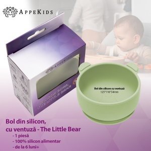 Bol din silicon cu ventuza, AppeKids, The Little Bear - Raw Green - Img 2