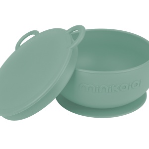 Bol Minikoioi cu Ventuza si Capac, 100% Premium Silicone â€“ River Green - Img 1