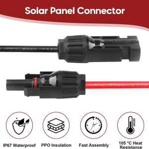 Cablu adaptor pentru panoul solar la SAE Paekq, metal/PVC, rosu/negru, 68 cm