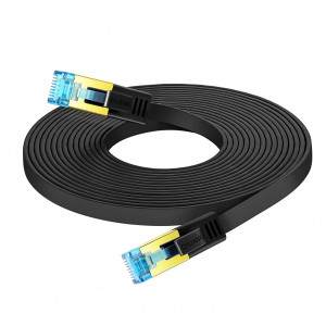 Cablu de retea plat CHLIANKJ, 4K / 8K, CAT8, negru, 15 m - Img 1
