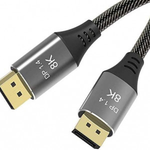 Cablu DisplayPort 1.4 Ultra HD AKKGOO, cupru/nailon, gri/negru/auriu, 2 m