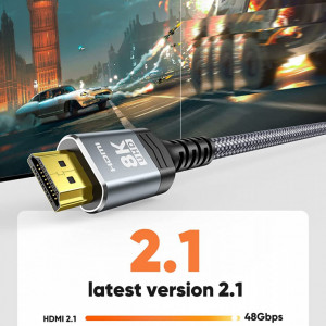 Cablu HDMI 8K Snowkids, 8K60 4K120 144Hz de mare viteza, gri, 1 m - Img 7