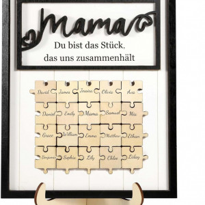 Cadou personalizat pentru Mama Ufkaa, lemn, alb/natur/negru, 19 x 24 cm