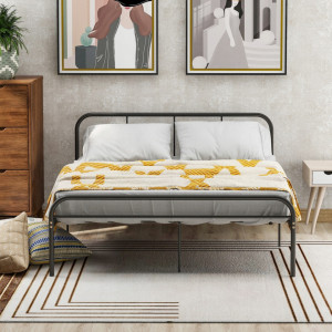 Cadru de pat Camarata, metal, negru, 145 x 205 cm - Img 8