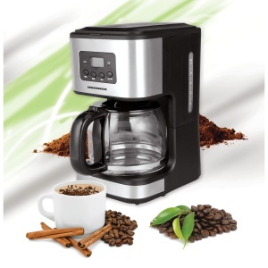 Cafetiera digitala Heinner HCM-D915, Putere 900W, Capacitate 1.5L, Timer, LCD, Negru-Inox