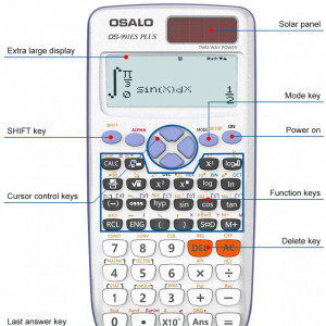 Calculator solar OSALO, argintiu/negru, plastic, 80 x 162 mm - Img 6