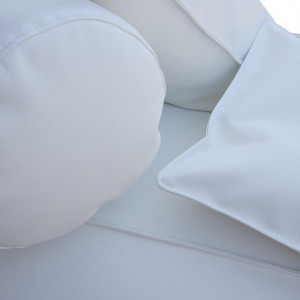 Canapea Panama, piele ecologoca, alb, 110 x 110 x 90 cm - Img 5