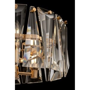 Candelabru Hiatt, 4 lumini, metal/cristal, auriu, 23,8 x 38 x 71 cm