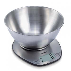 Cantar de bucatarie Heinner HKS-5SS, Bol 5Kg, Functie tara, Functie cantarire lichide, 1g, Display LCD, Inox