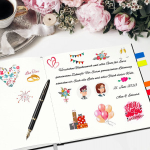 Carte de oaspeti cu autocolante pentru nunta TAOPE, hartie, multicolor, 21 x 21,5 x 1,6 cm - Img 3