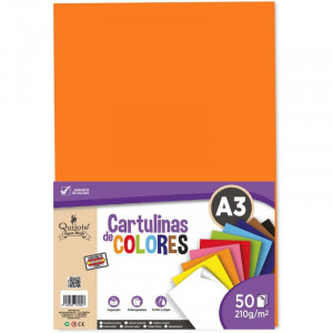 Carton colorat A3 Quiote, portocaliu, 50 coli