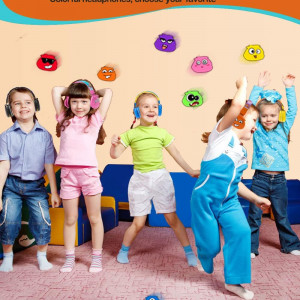 Casti Wireless pentru copii SVYHUOK, pliabil, Bluetooth 5.0, portocaliu/alb/violet