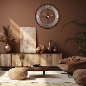 Ceas decorativ de perete Re-Bloom, MDF/metal, argintiu, 62 x 62 cm - Img 3