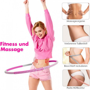Cerc pentru fitness/masaj Bify, metal/spuma, gri/roz, 88 cm - Img 3