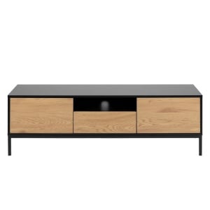 Comoda TV Coogee, MDF/metal, negru/natur, 140 x 45 x 40 cm