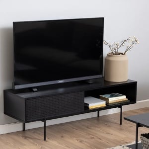 Comoda TV Crandon, metal/MDF, negru, 140 x 45 x 40 cm