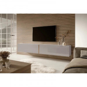 Comoda TV Heshum, lemn, gri/auriu, 30 x 200 x 31,6 cm