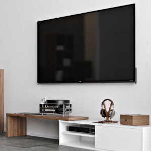 Comodă TV Lieke extensibila si reglabila cu ușă glisantă, alb, 110 x 32 x 35 cm