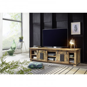 Comoda TV Mabe, lemn masiv, maro, 180 x 50 x 55 cm - Img 3