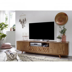 Comoda TV Mosayk, maro, lemn masiv, 195 x 48 x 40 cm - Img 4