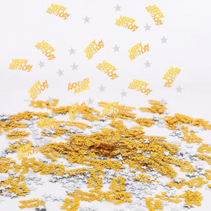Confetti "HAPPY BIRTHDAY" Hileyu, auriu, plastic, 40 g - Img 6