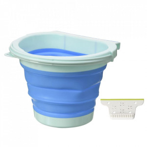 Cos de gunoi pliabil XiXiRan, polipropilena, albastru/verde deschis, 26,5 x 23 x 19 cm - Img 1